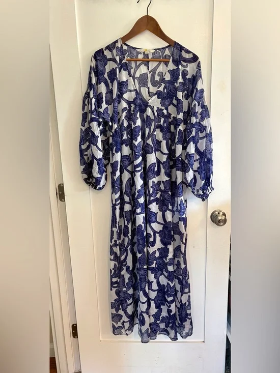 Boden Sarah Maxi Kaftan Blue Ribbon Paisley Whirl 6P - Picture 3 of 12